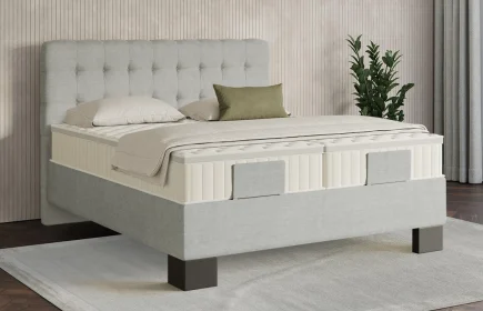 Mozart Boxspringbett Serie 7 Haydn 180x200 Feiner Stoff Lunar Mist H3/H4 Königliche Matratze