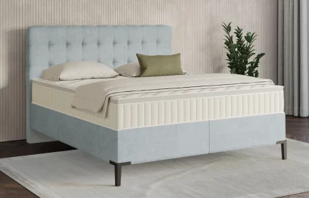 Mozart Boxspringbett Serie 7 Haydn 180x200 Feiner Stoff Pastellblau H3/H3 Königliche Matratze