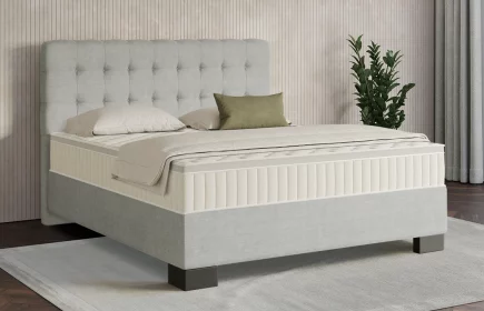 Mozart Boxspringbett Serie 7 Haydn 180x200 Feiner Stoff Silbergrau H3/H3 Königliche Matratze