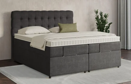 Mozart Boxspringbett Serie 7 Haydn 180x200 mit Bettkasten Feiner Stoff Carbon Grey H3/H3
