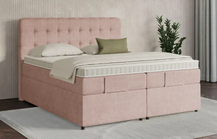 Mozart Boxspringbett Serie 7 Haydn 180x200 mit Bettkasten Feiner Stoff Rose Glow H3/H4