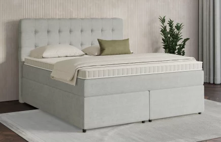 Mozart Boxspringbett Serie 7 Haydn 180x200 mit Bettkasten Feiner Stoff Silbergrau H3/H3