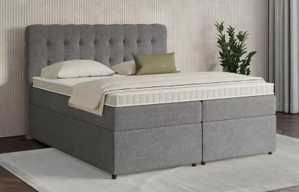 Mozart Boxspringbett Serie 7 Haydn 180x200 mit Bettkasten Grober Stoff Grau H2/H3