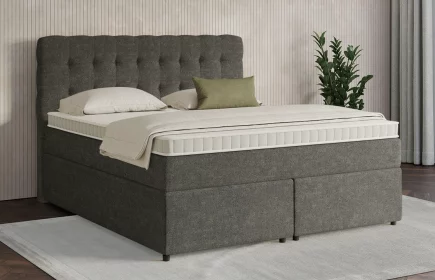 Mozart Boxspringbett Serie 7 Haydn 180x200 mit Bettkasten Grober Stoff Schlamm H2/H3