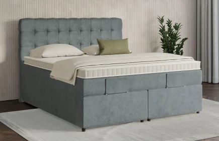 Mozart Boxspringbett Serie 7 Haydn 180x200 mit Bettkasten Samt Dusty Blues H3/H3