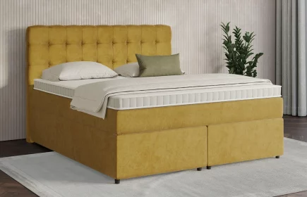 Mozart Boxspringbett Serie 7 Haydn 180x200 mit Bettkasten Samt Goldgelb H3/H3