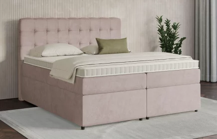 Mozart Boxspringbett Serie 7 Haydn 180x200 mit Bettkasten Samt Hellrosa H3/H4