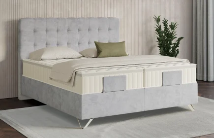 Mozart Boxspringbett Serie 7 Haydn 180x200 Samt Fog Grey H3/H3 Königliche Matratze