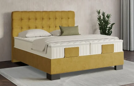 Mozart Boxspringbett Serie 7 Haydn 180x200 Samt Mustard H3/H3 Königliche Matratze
