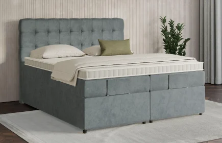Mozart Boxspringbett Serie 7 Haydn 180x210 mit Bettkasten Samt Dusty Blues H3/H3