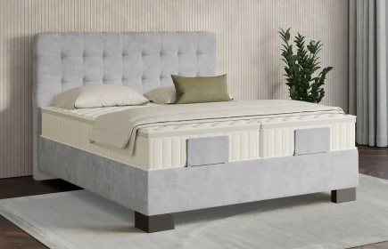 Mozart Boxspringbett Serie 7 Haydn 180x210 Samt Fog Grey H3/H3 Königliche Matratze