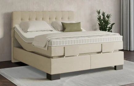 Mozart Boxspringbett Serie 7 Haydn 180x220 elektrisch Grober Stoff Wool Cream H3/H3