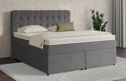 Mozart Boxspringbett Serie 7 Haydn 180x220 mit Bettkasten Grober Stoff Anthrazit H3/H3