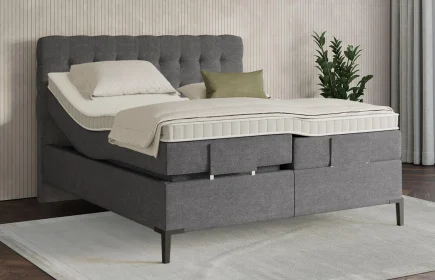 Mozart Boxspringbett Serie 7 Haydn 200x200 elektrisch Grober Stoff Rock Grey H2