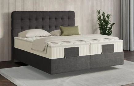 Mozart Boxspringbett Serie 7 Haydn 200x200 Feiner Stoff Carbon Grey H2 schwebend Königliche Matratze