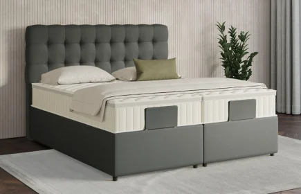 Mozart Boxspringbett Serie 7 Haydn 200x200 mit Bettkasten Kunstleder Granite H3 Königliche Matratze