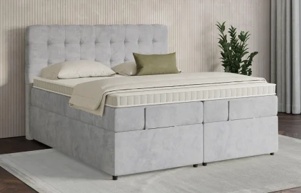 Mozart Boxspringbett Serie 7 Haydn 200x200 mit Bettkasten Samt Fog Grey H4