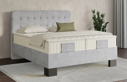 Mozart Boxspringbett Serie 7 Haydn 200x200 Samt Fog Grey H4 Königliche Matratze
