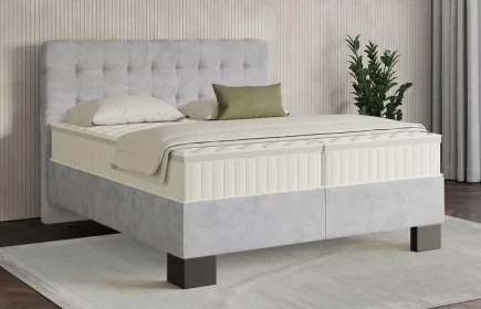 Mozart Boxspringbett Serie 7 Haydn 200x200 Samt Hellgrau H4 Königliche Matratze