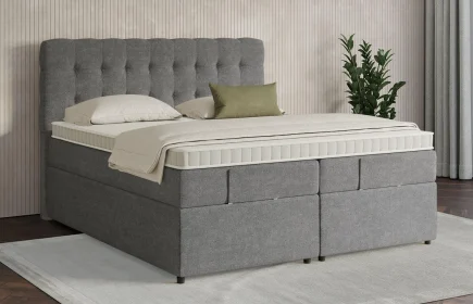 Mozart Boxspringbett Serie 7 Haydn 280x200 mit Bettkasten Grober Stoff Charcoal frost H2/H3
