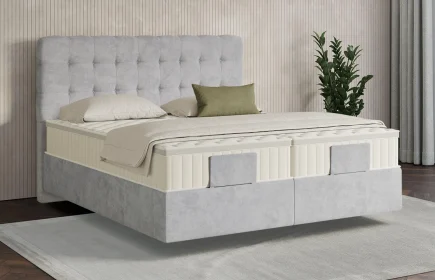 Mozart Boxspringbett Serie 7 Haydn 280x210 Samt Fog Grey H3/H3 schwebend Königliche Matratze