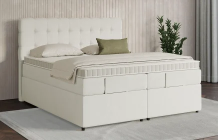 Mozart Boxspringbett Serie 7 Haydn 280x220 mit Bettkasten Samt Vanilla Nice H2/H3
