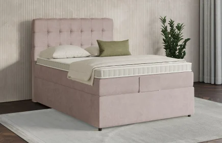 Mozart Boxspringbett Serie 7 Haydn 90x200 mit Bettkasten Samt Blossom Pink H3