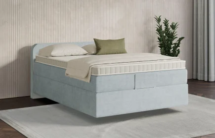 Mozart Boxspringbett Serie 7 Salieri 140x200 Feiner Stoff Frosted Azure H2 schwebend