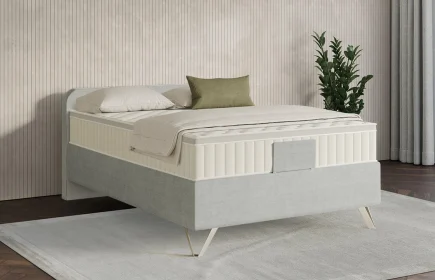 Mozart Boxspringbett Serie 7 Salieri 140x200 Feiner Stoff Lunar Mist H2 Königliche Matratze