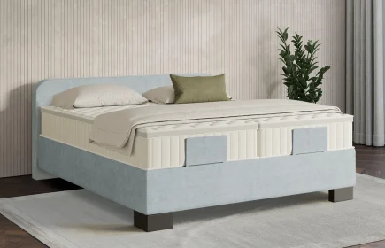 Mozart Boxspringbett Serie 7 Salieri 180x200 Feiner Stoff Frosted Azure H3/H3 Königliche Matratze