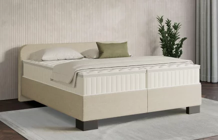 Mozart Boxspringbett Serie 7 Salieri 180x200 Grober Stoff Beige H3/H4 Königliche Matratze