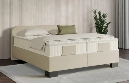 Mozart Boxspringbett Serie 7 Salieri 180x200 Grober Stoff Wool Cream H3/H4 Königliche Matratze