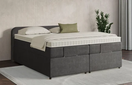 Mozart Boxspringbett Serie 7 Salieri 180x200 mit Bettkasten Feiner Stoff Carbon Grey H3/H2