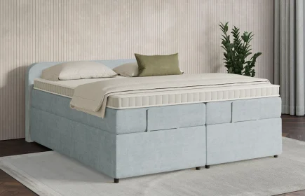 Mozart Boxspringbett Serie 7 Salieri 180x200 mit Bettkasten Feiner Stoff Frosted Azure H2/H3