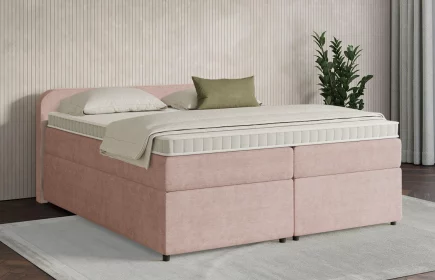 Mozart Boxspringbett Serie 7 Salieri 180x200 mit Bettkasten Feiner Stoff Rosa H3/H2