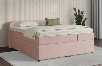 Mozart Boxspringbett Serie 7 Salieri 180x200 mit Bettkasten Feiner Stoff Rose Glow H3/H2