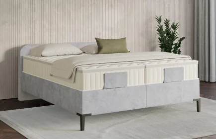 Mozart Boxspringbett Serie 7 Salieri 180x200 Samt Fog Grey H3/H3 Königliche Matratze