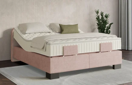 Mozart Boxspringbett Serie 7 Salieri 180x220 elektrisch Feiner Stoff Rose Glow H4/H3 Königliche Matratze