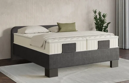 Mozart Boxspringbett Serie 7 Salieri 180x220 Feiner Stoff Carbon Grey H4/H2 Königliche Matratze