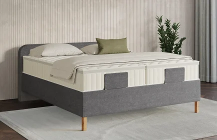 Mozart Boxspringbett Serie 7 Salieri 180x220 Grober Stoff Rock Grey H3/H3 Königliche Matratze