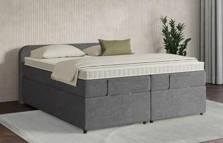 Mozart Boxspringbett Serie 7 Salieri 200x200 mit Bettkasten Grober Stoff Rock Grey H3