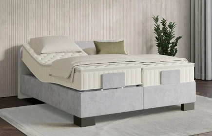 Mozart Boxspringbett Serie 7 Salieri 200x220 elektrisch Samt Fog Grey H3 Königliche Matratze