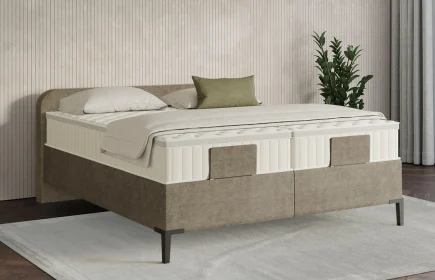 Mozart Boxspringbett Serie 7 Salieri 240x200 Feiner Stoff Dusty Taupe H3/H3 Königliche Matratze