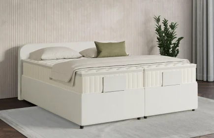 Mozart Boxspringbett Serie 7 Salieri 240x200 mit Bettkasten Samt Vanilla Nice H2/H3 Königliche Matratze