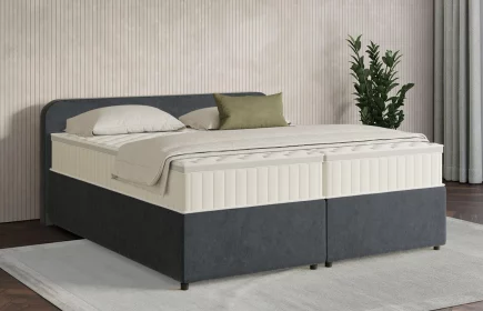 Mozart Boxspringbett Serie 7 Salieri 240x220 mit Bettkasten Samt Anthrazit H3/H3 Königliche Matratze