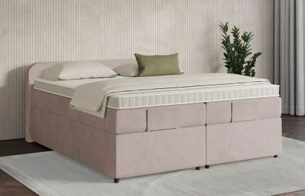 Mozart Boxspringbett Serie 7 Salieri 240x220 mit Bettkasten Samt Blossom Pink H2/H3