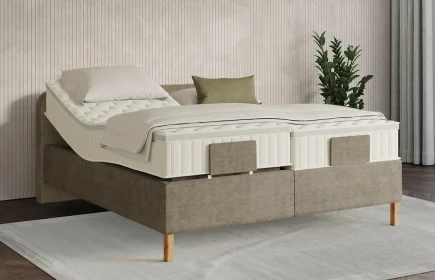 Mozart Boxspringbett Serie 7 Salieri 280x200 elektrisch Feiner Stoff Dusty Taupe H2/H3 Königliche Matratze