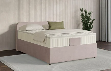 Mozart Boxspringbett Serie 7 Salieri 90x200 mit Bettkasten Samt Blossom Pink H4 Königliche Matratze