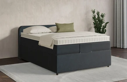 Mozart Boxspringbett Serie 7 Salieri 90x200 mit Bettkasten Samt Night Blue H3