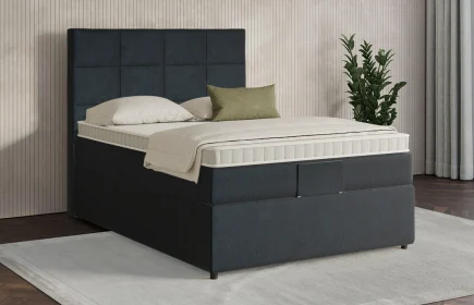 Mozart Boxspringbett Serie 7 Schubert 120x200 mit Bettkasten Samt Night Blue H3